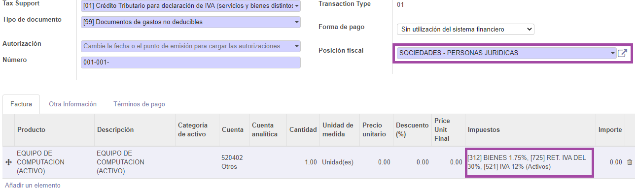 Cuadro explicativo de automatización de retenciones de IVA en Odoo ERP